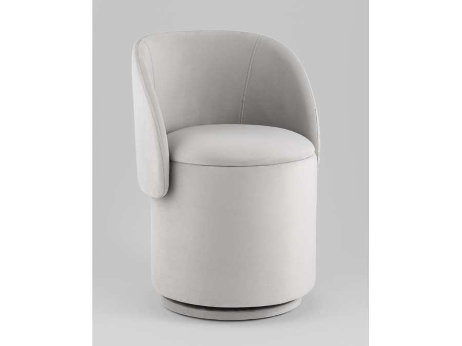 Пуф-трансформер Таунсвилл вращающийся с ящиком велюр светло-серый