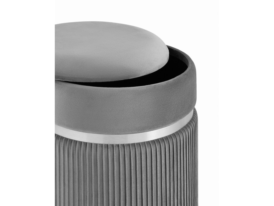 Пуф Миранда с ящиком серебро велюр серый