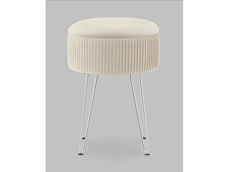 Пуф Астор бежевый серебряные ножки
