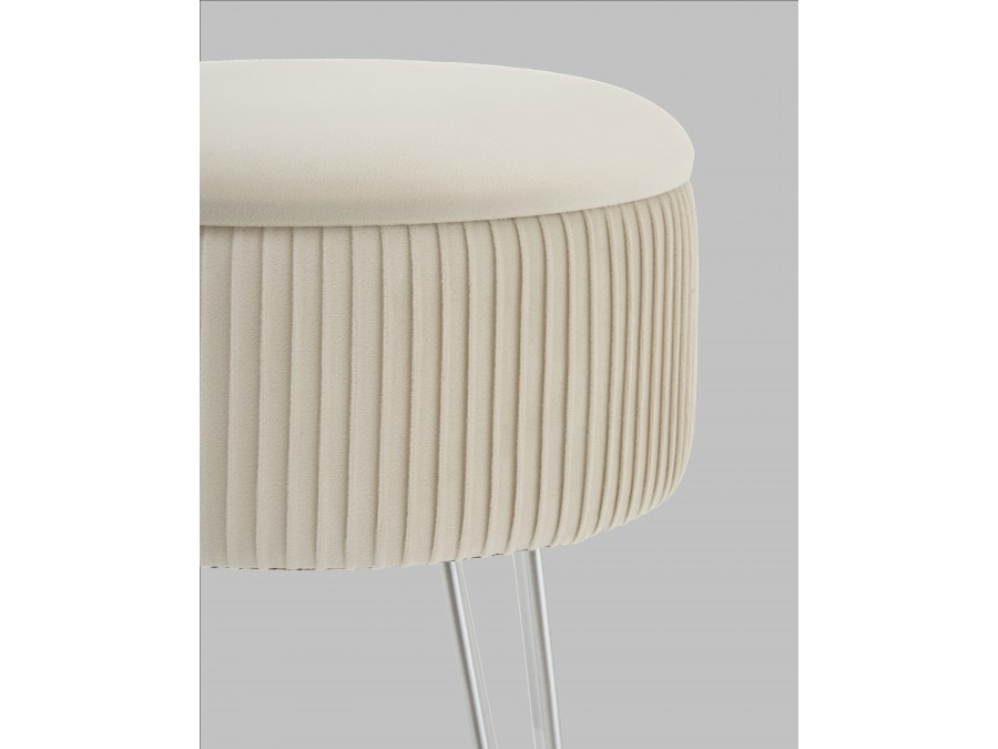 Пуф Астор бежевый серебряные ножки