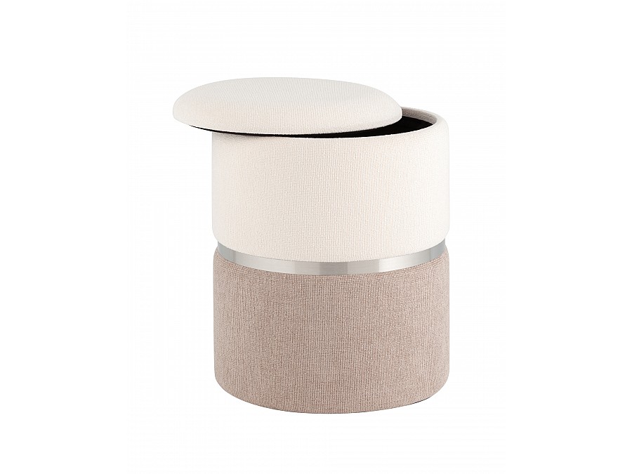 Пуф Кэрри с ящиком серебро серо-бежевый