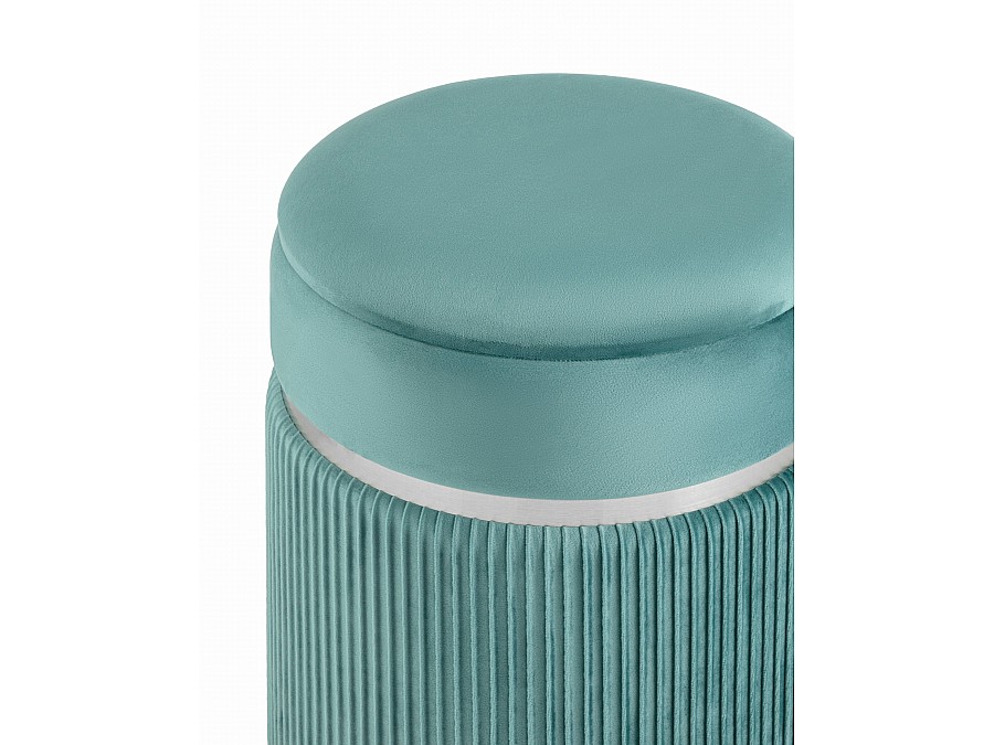 Пуф Миранда с ящиком серебро велюр светло-бирюзовый