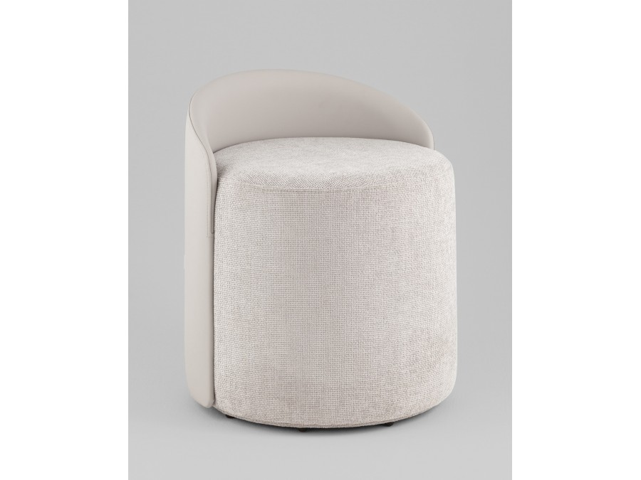 Пуф Тея спинка иск.кожа, сиденье шенилл светло-серый