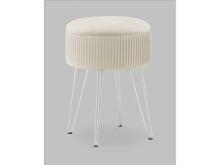 Пуф Астор бежевый серебряные ножки