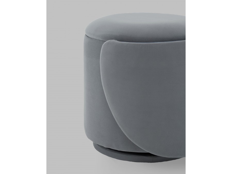 Пуф-трансформер Таунсвилл вращающийся с ящиком велюр серый