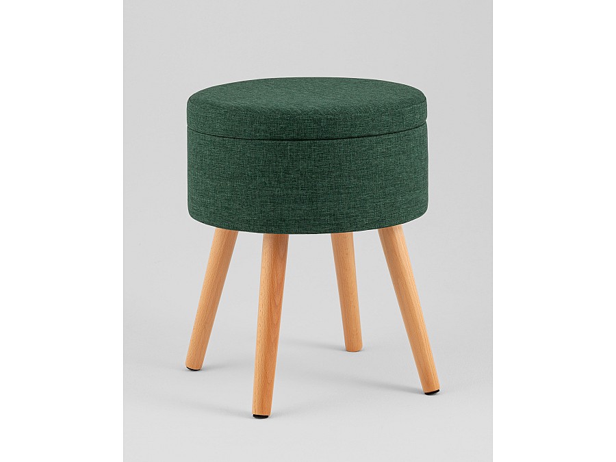 Пуф с ящиком Store Woody рогожка темно-зелёная