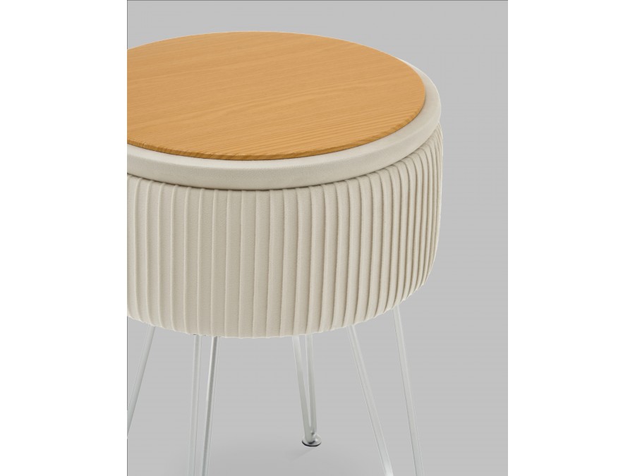 Пуф Астор бежевый серебряные ножки