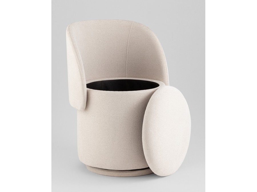 Пуф-трансформер Таунсвилл вращающийся с ящиком букле молочный