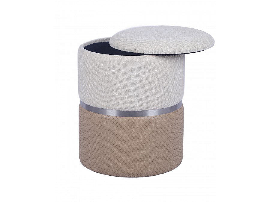 Пуф Кэрри с ящиком серебро шенилл бежевый