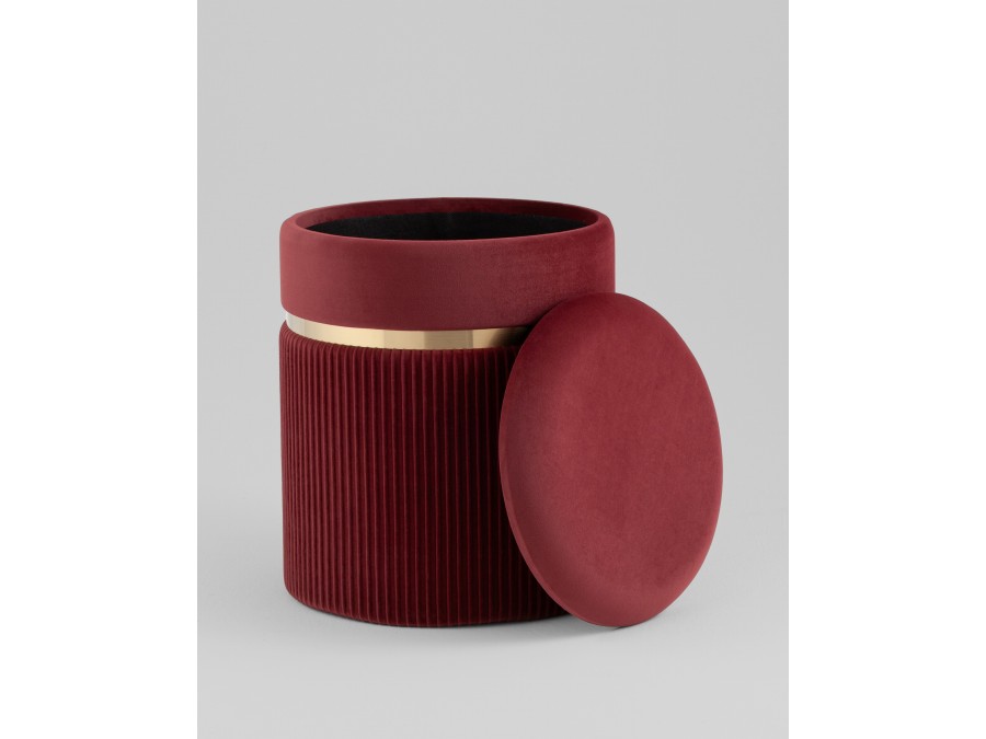 Пуф Миранда с ящиком велюр бордовый