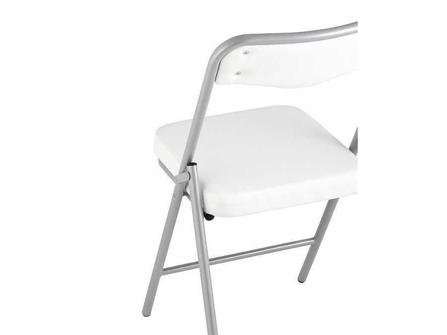 Складной стул Джонни экокожа белый каркас металлик