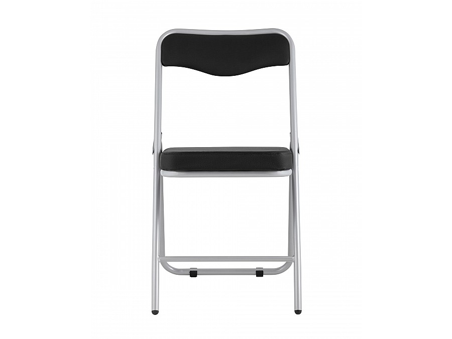 Складной стул Джонни экокожа черный каркас металлик