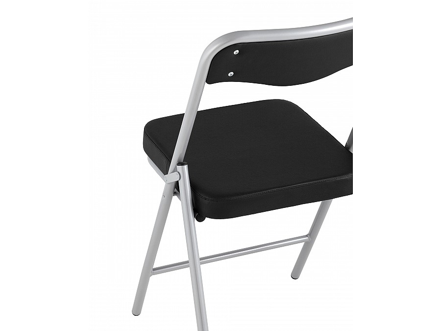 Складной стул Джонни экокожа черный каркас металлик