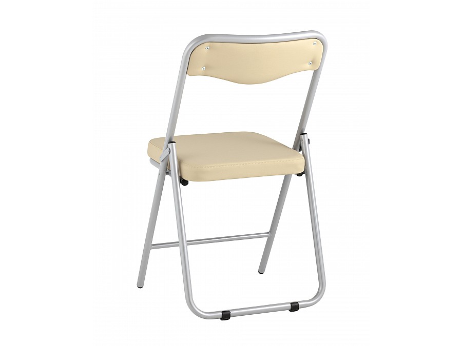 Складной стул Джонни экокожа кремовый каркас металлик