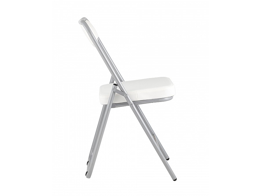 Складной стул Джонни экокожа белый каркас металлик