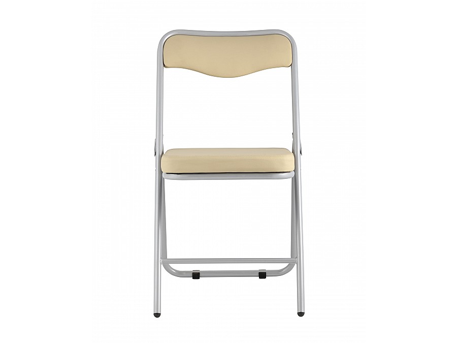 Складной стул Джонни экокожа кремовый каркас металлик