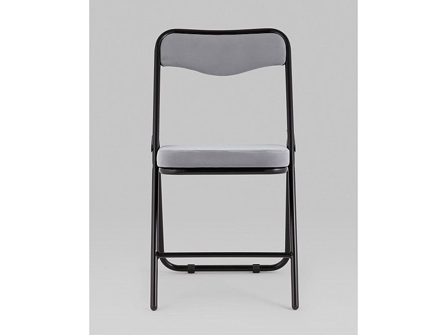 Складной стул Джонни велюр серый каркас черный матовый