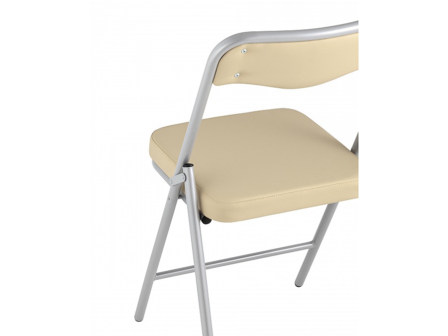 Складной стул Джонни экокожа кремовый каркас металлик
