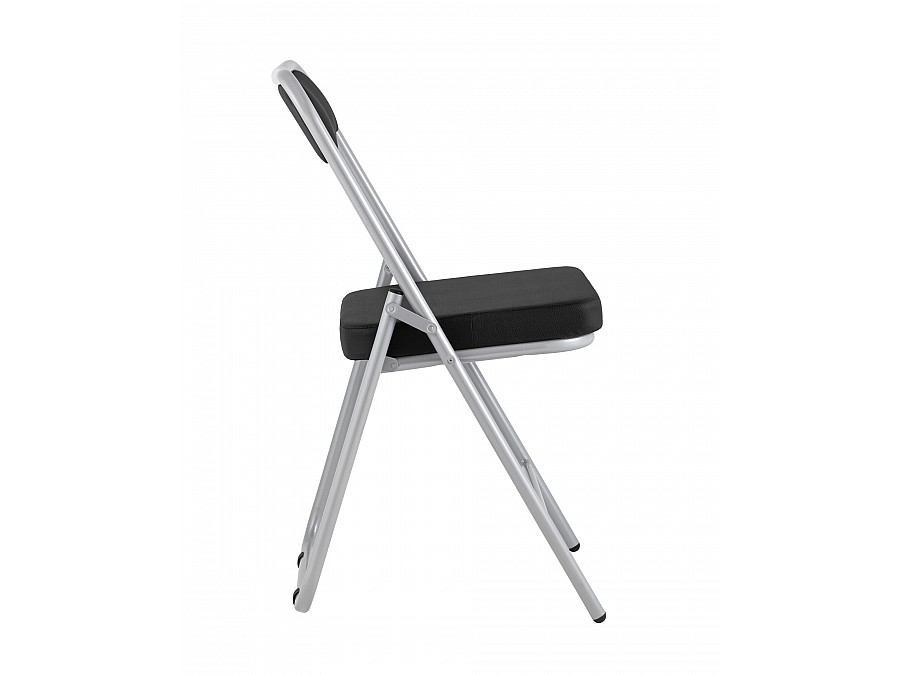 Складной стул Джонни экокожа черный каркас металлик