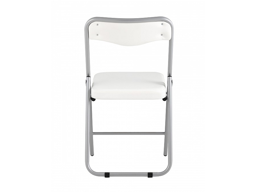 Складной стул Джонни экокожа белый каркас металлик