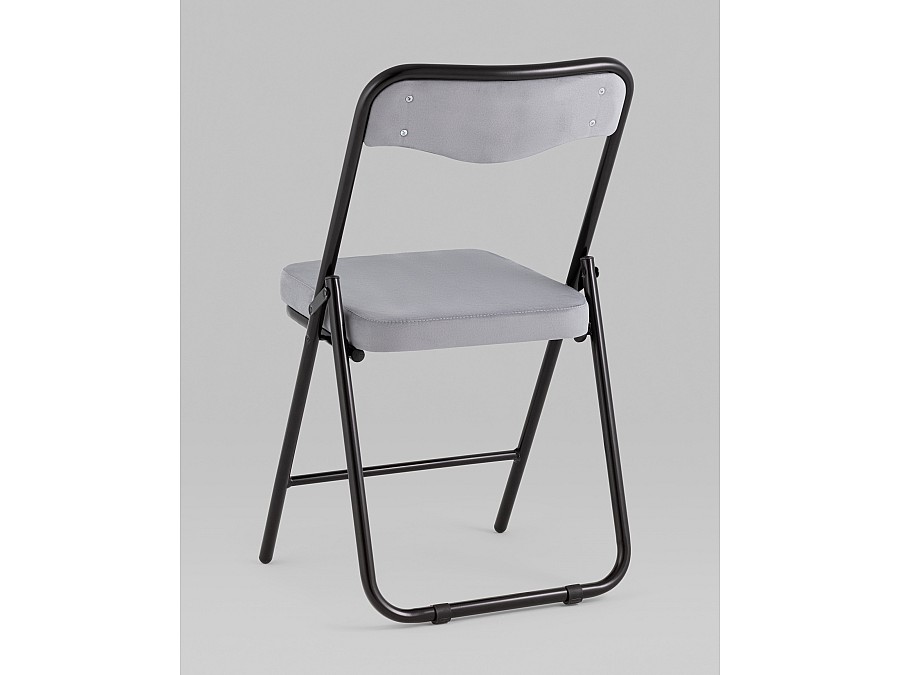 Складной стул Джонни велюр серый каркас черный матовый