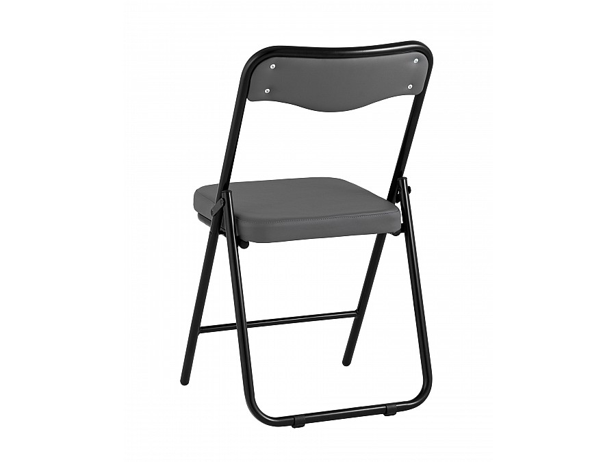 Складной стул Джонни экокожа серый каркас черный матовый