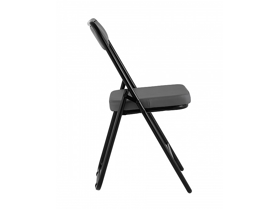 Складной стул Джонни экокожа серый каркас черный матовый