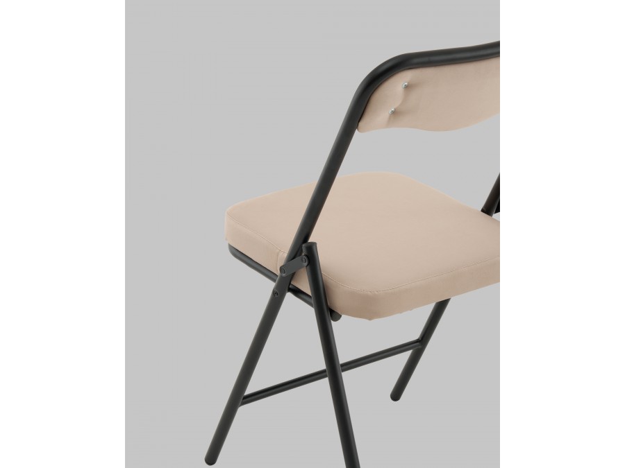 Стул складной Джонни велюр велютто бежевый каркас черный матовый