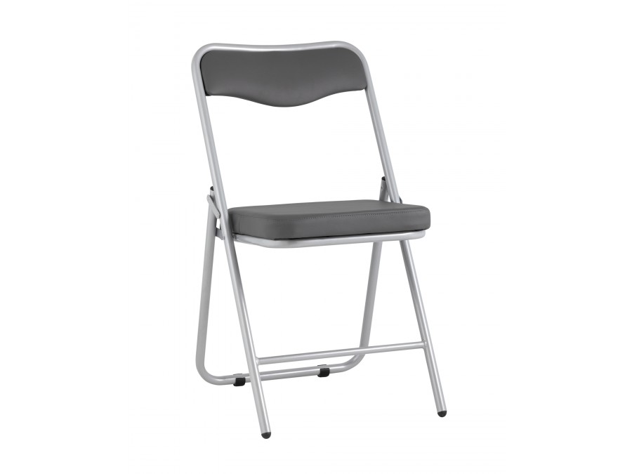Складной стул Джонни экокожа серый каркас металлик