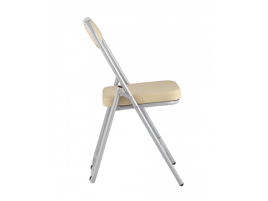 Складной стул Джонни экокожа кремовый каркас металлик