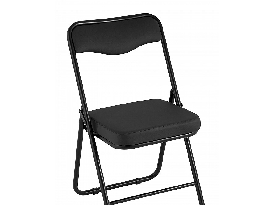 Складной стул Джонни экокожа черный каркас черный матовый