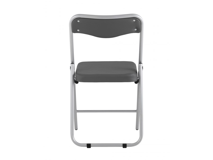Складной стул Джонни экокожа серый каркас металлик