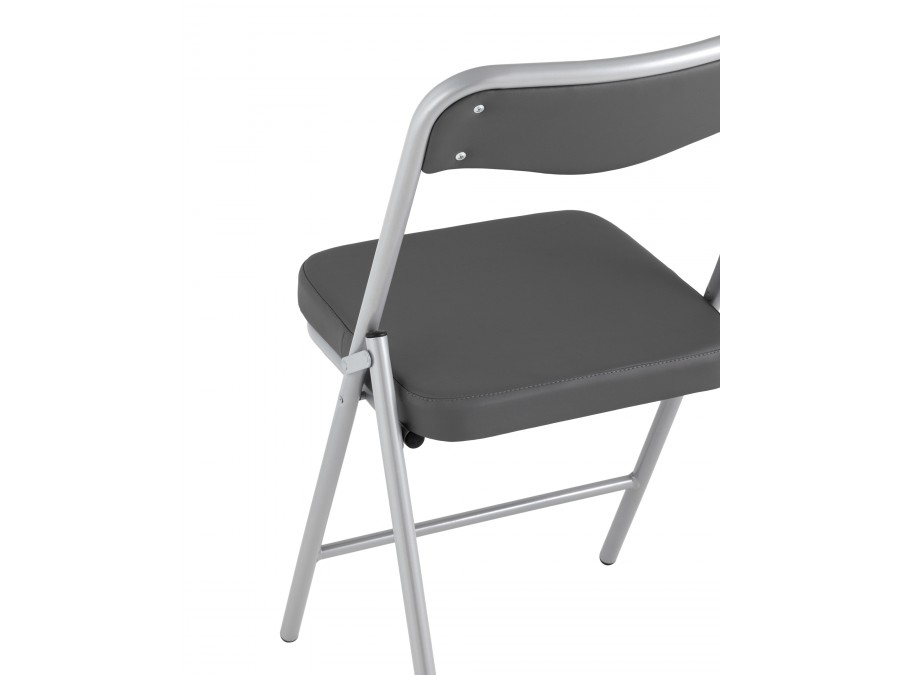 Складной стул Джонни экокожа серый каркас металлик