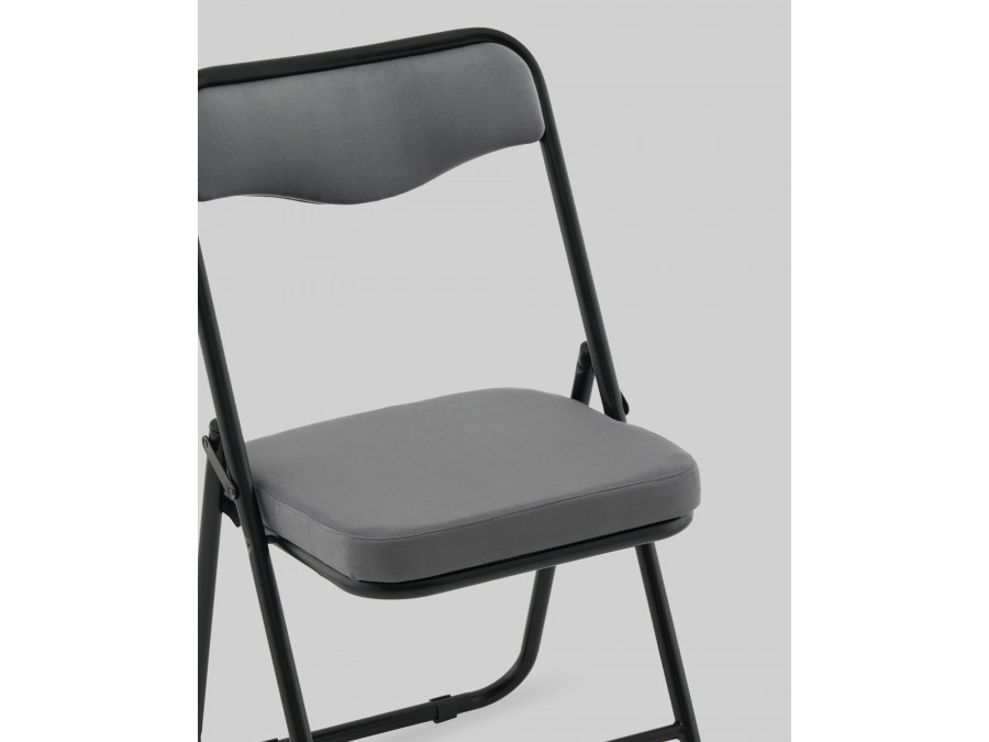 Стул складной Джонни велюр велютто темно-серый каркас черный матовый