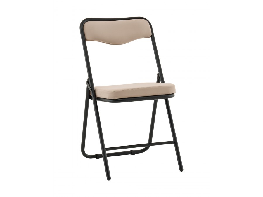 Стул складной Джонни велюр велютто бежевый каркас черный матовый