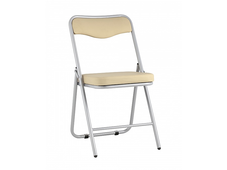 Складной стул Джонни экокожа кремовый каркас металлик