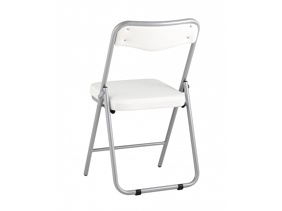 Складной стул Джонни экокожа белый каркас металлик