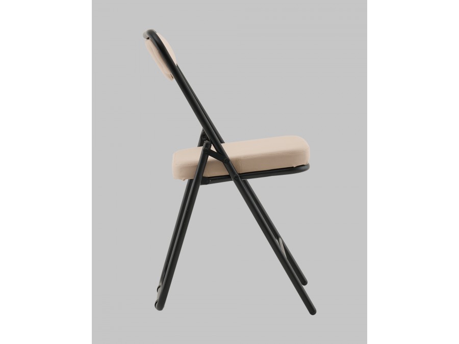 Стул складной Джонни велюр велютто бежевый каркас черный матовый