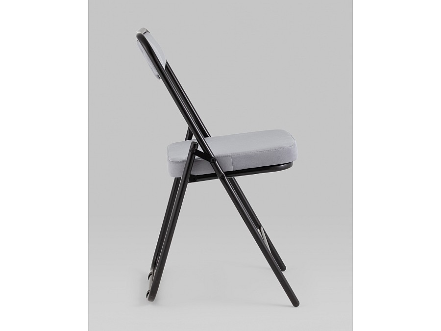 Складной стул Джонни велюр серый каркас черный матовый