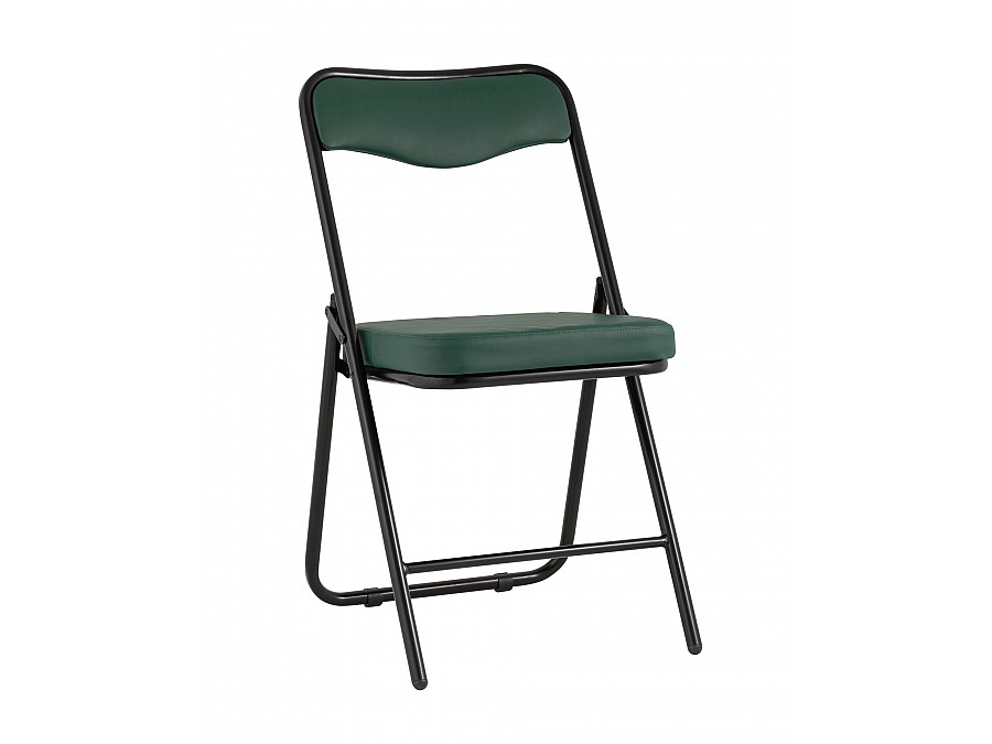 Складной стул Джонни экокожа зелёный каркас черный матовый