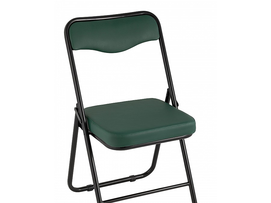Складной стул Джонни экокожа зелёный каркас черный матовый