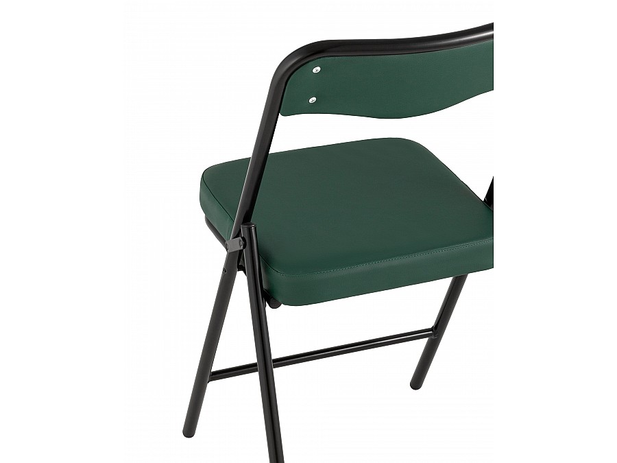 Складной стул Джонни экокожа зелёный каркас черный матовый