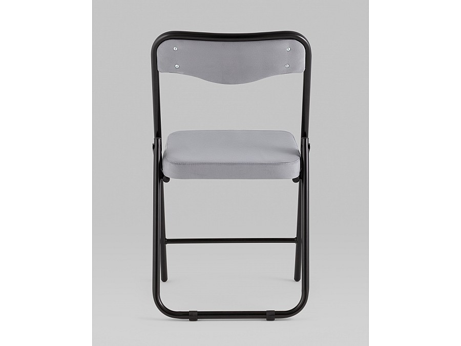 Складной стул Джонни велюр серый каркас черный матовый