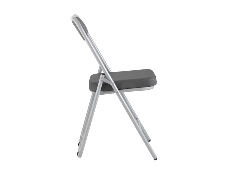 Складной стул Джонни экокожа серый каркас металлик