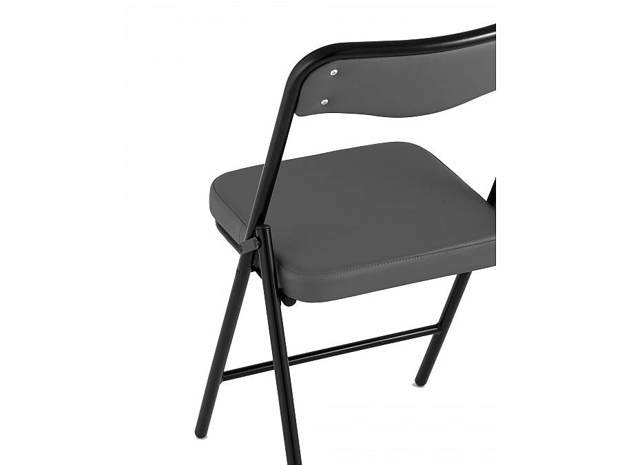 Складной стул Джонни экокожа серый каркас черный матовый