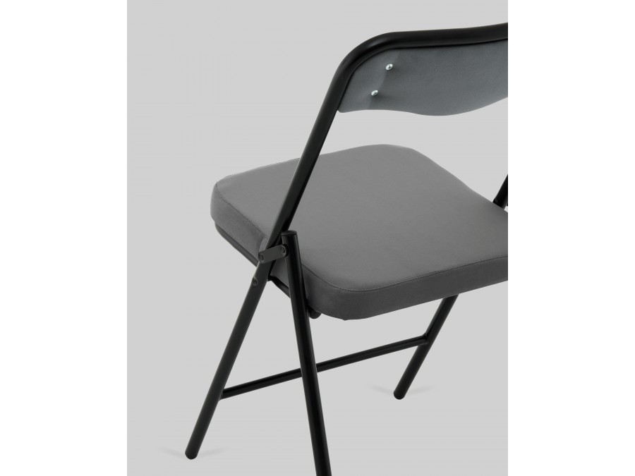 Стул складной Джонни велюр велютто темно-серый каркас черный матовый