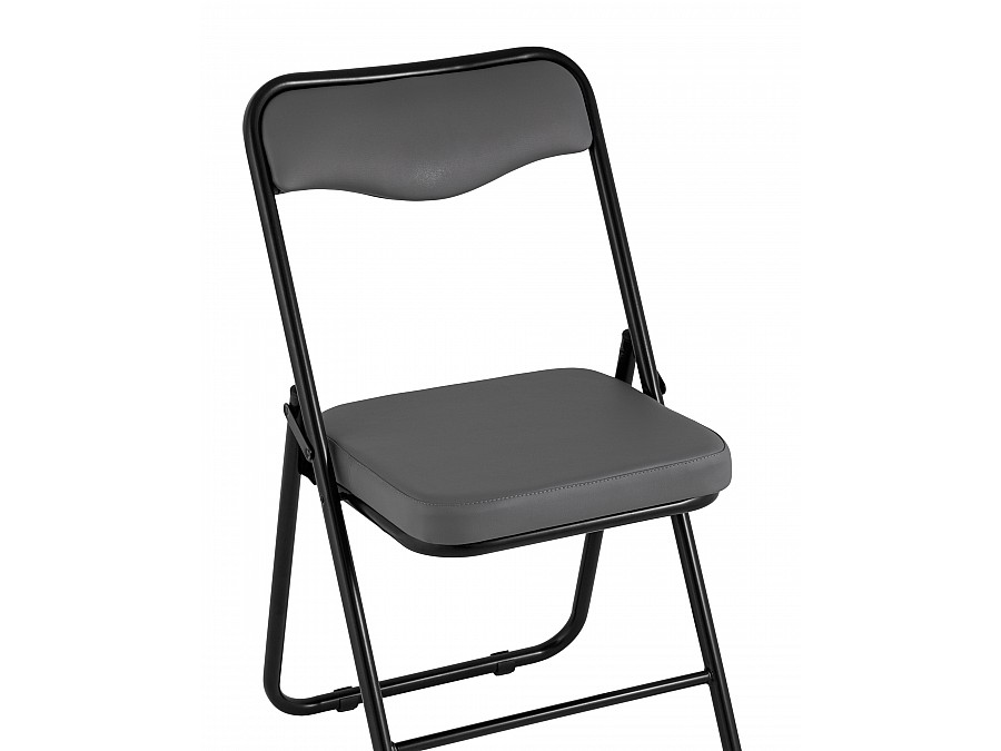 Складной стул Джонни экокожа серый каркас черный матовый