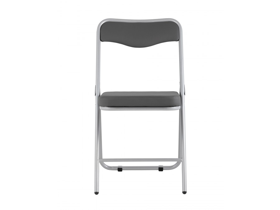 Складной стул Джонни экокожа серый каркас металлик