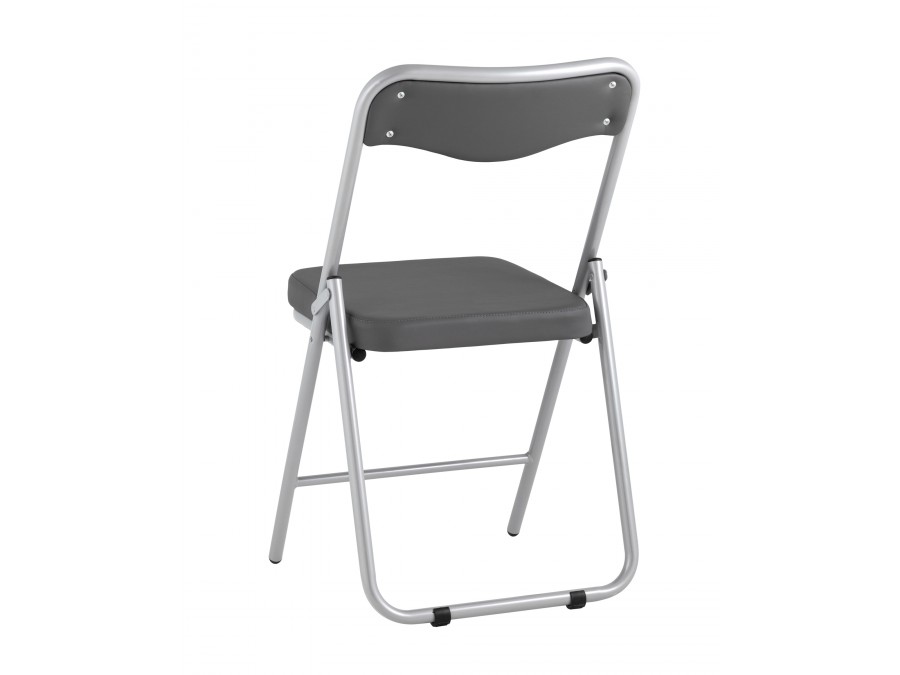 Складной стул Джонни экокожа серый каркас металлик