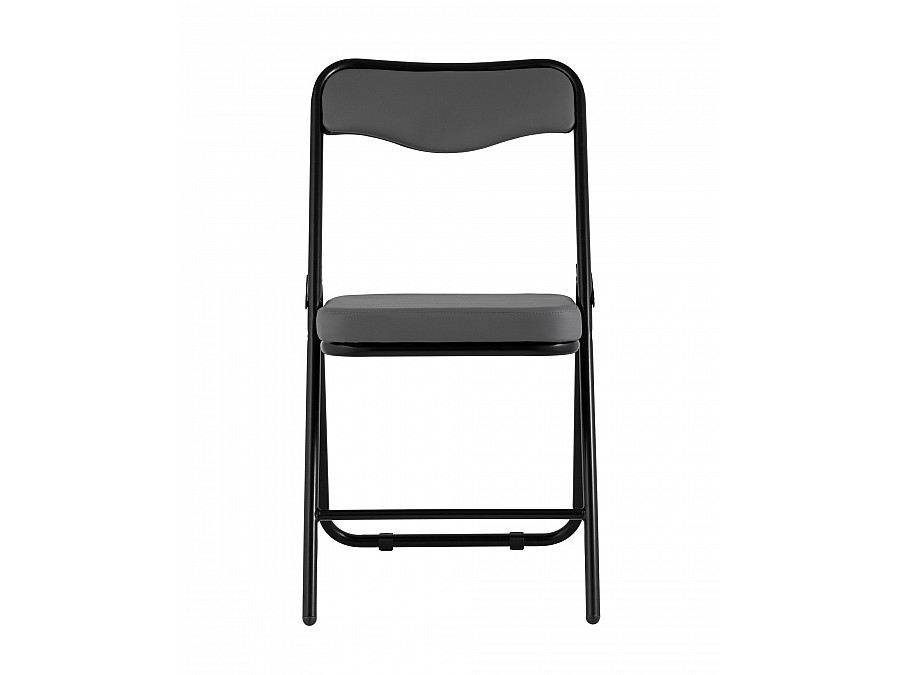 Складной стул Джонни экокожа серый каркас черный матовый